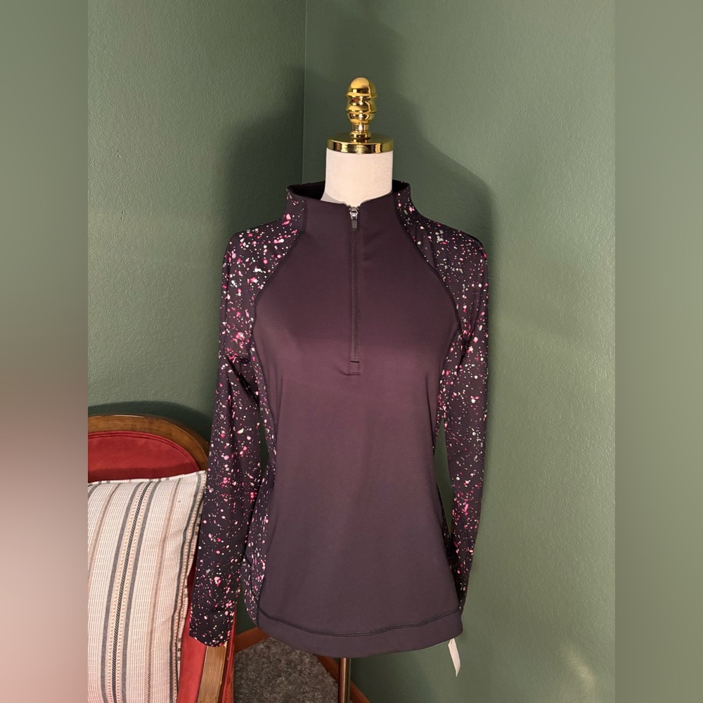 New Talbots Black and Pink Speckled Athletic Top